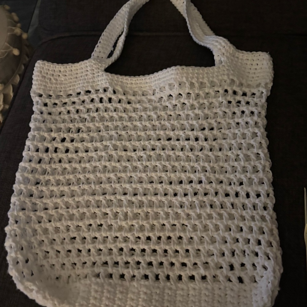 Elegant White Crochet Tote Bag